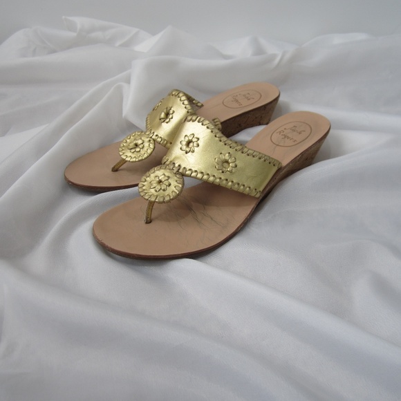 Jack Rogers Shoes - Jack Rogers 9.5 Metallic Gold Cork Wedge Sandals